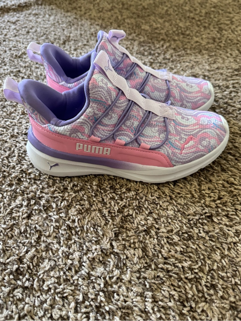 Puma Kids Pink & Purple Swirl Pattern Sneakers